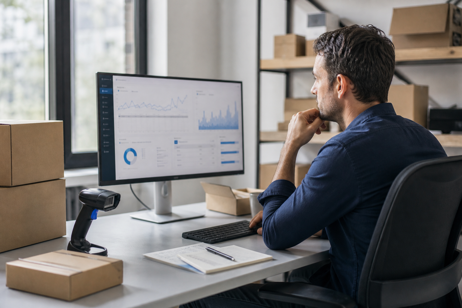 Amazon seller researching products and marketplace data