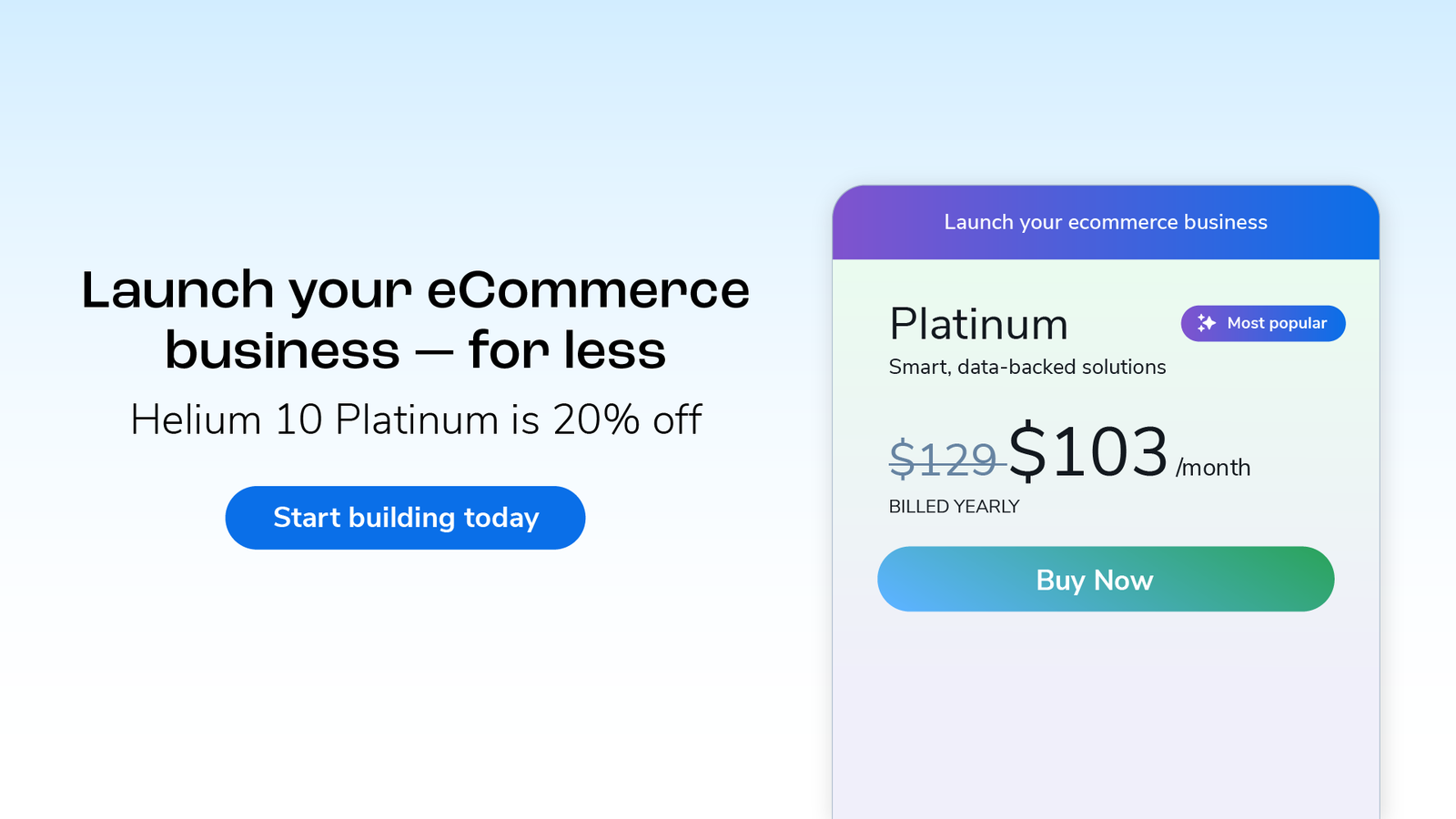 Official Helium 10 partner promotion for the Platinum plan
